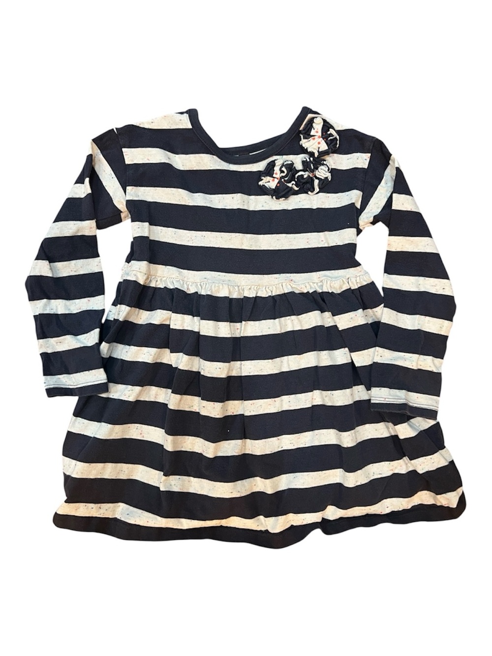 Tea Blue and White Striped Dress with Flowers